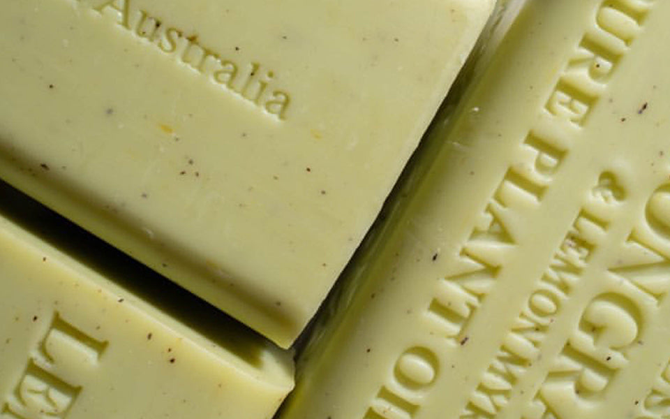 Australian Botanical Soap Lemongrass & Lemon Myrtle bars close up