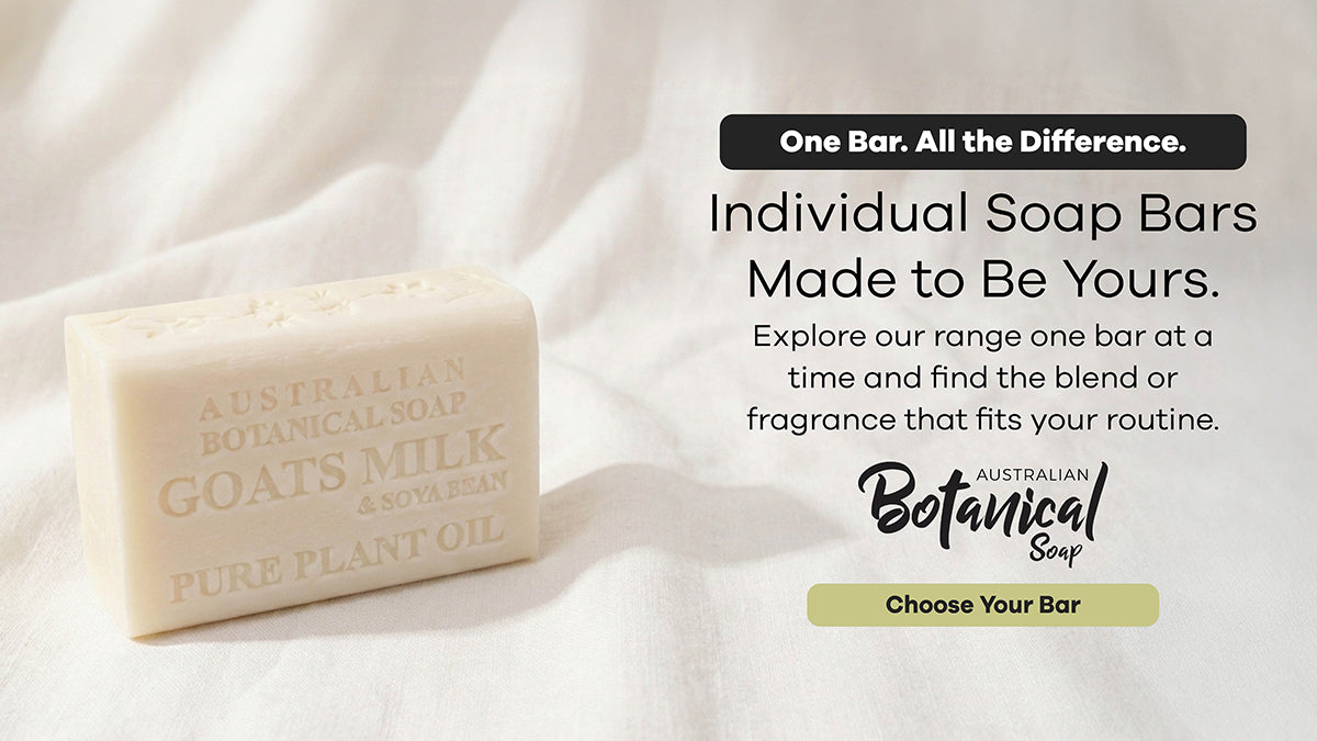 Bar of soap with 'Australian Botanical Soap' branding on a white background