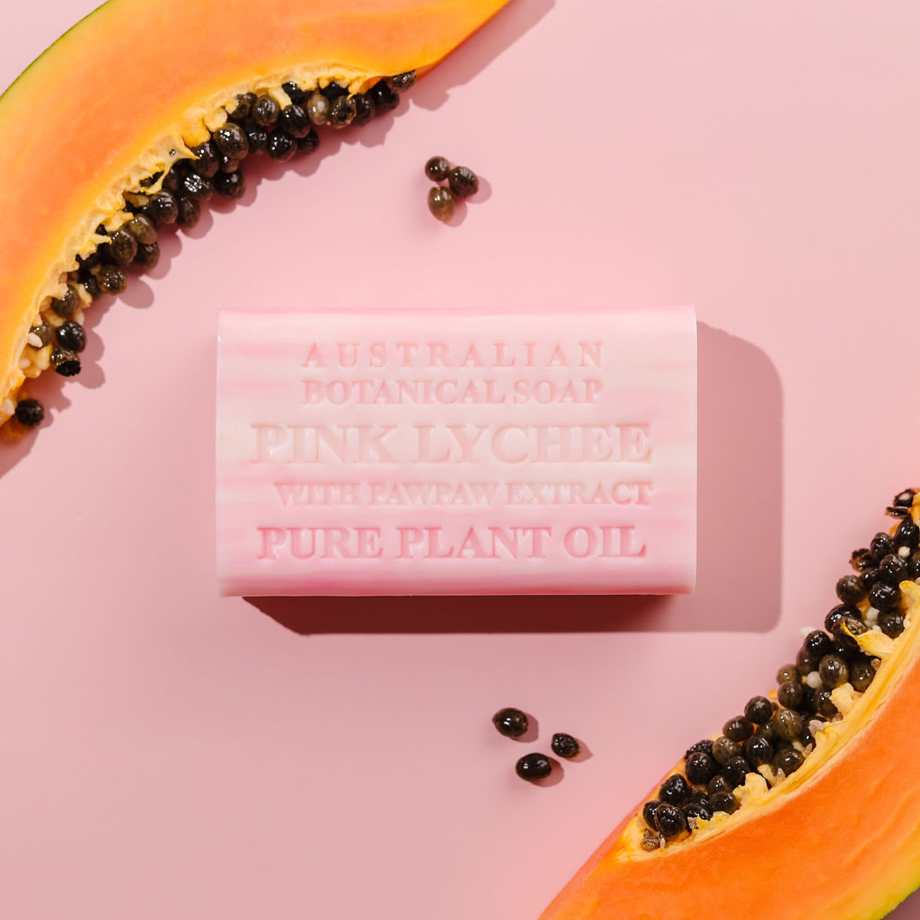 Pink Lychee Soap with Pawpaw Extract Australian Botanical Soap